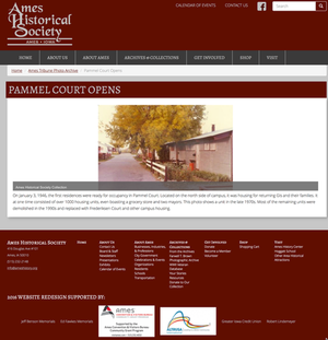 Ames Historical Society webpage