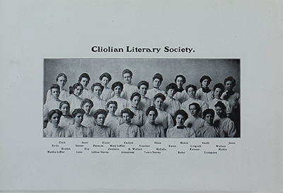 picture of group of women belonging to Cliolian Club from 1909 Bomb yearbook