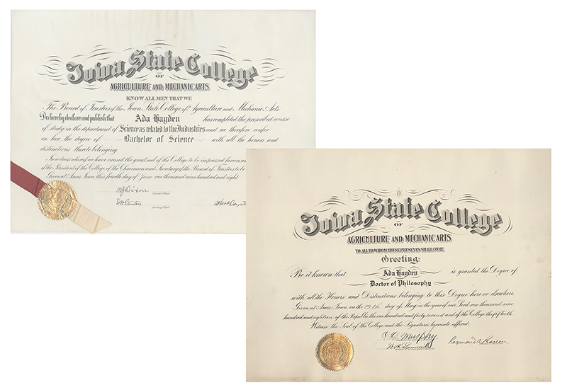 collage of two diplomas, one bachelor of science and one PhD