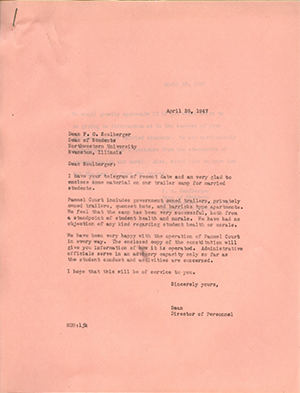 Letter, Dean Maurice Helser, Iowa State College to Dean F.G. Sculberger, Northwestern University 