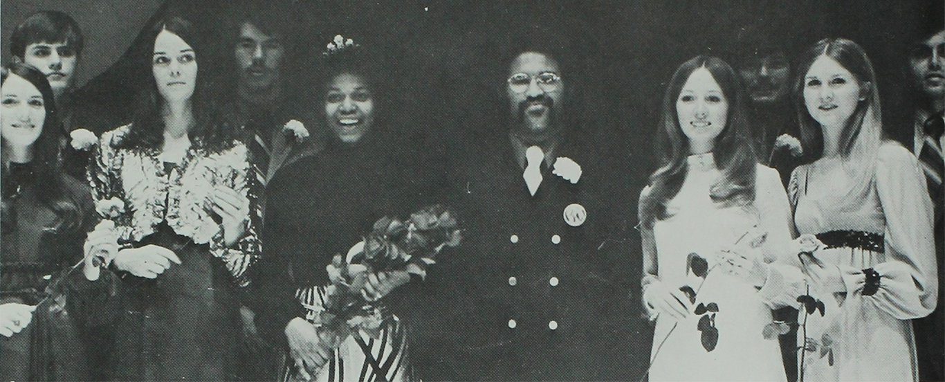 yearbook image of first black RHW king and queen