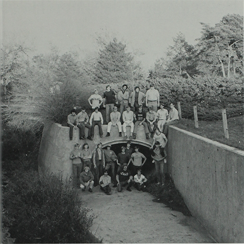 Image of Vern Hawkins with fellow members of his residence hall, the Dodds House