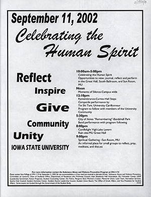 Cover of Celebrating the Human Spirit event.